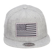 Grey American Flag Patched Wool Blend Snapback