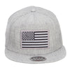 Grey American Flag Patched Wool Blend Snapback