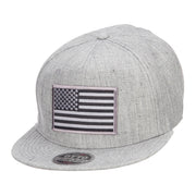 Grey American Flag Patched Wool Blend Snapback