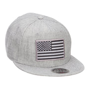 Grey American Flag Patched Wool Blend Snapback