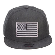 Grey American Flag Patched Wool Blend Snapback