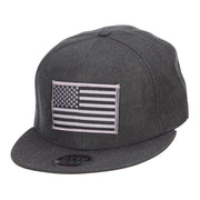 Grey American Flag Patched Wool Blend Snapback