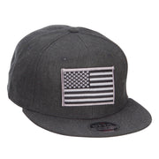 Grey American Flag Patched Wool Blend Snapback