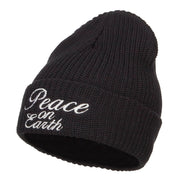 Peace on Earth Embroidered XL Ribbed Beanie