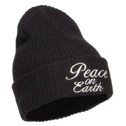 Peace on Earth Embroidered XL Ribbed Beanie