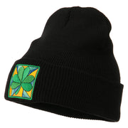 St Patrick's Day Clover Embroidered Long Beanie