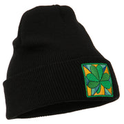 St Patrick's Day Clover Embroidered Long Beanie