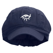 Magic Eye Embroidered Cotton Elastic Newsboy Cap - Navy OSFM
