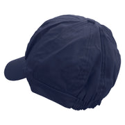Magic Eye Embroidered Cotton Elastic Newsboy Cap - Navy OSFM