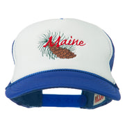 Maine State Pine Cone Tassel Flower Embroidered Cap