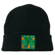 St Patrick's Day Clover Embroidered Long Beanie