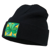 St Patrick's Day Clover Embroidered Long Beanie