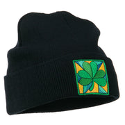 St Patrick's Day Clover Embroidered Long Beanie