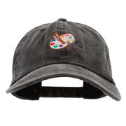 Artist Palette Embroidered Washed Solid Pigment Dyed Cotton Twill Brass Buckle Cap