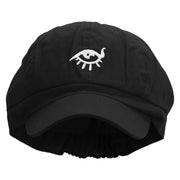 Magic Eye Embroidered Cotton Elastic Newsboy Cap - Black OSFM