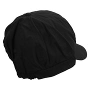 Magic Eye Embroidered Cotton Elastic Newsboy Cap - Black OSFM