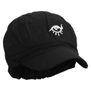 Magic Eye Embroidered Cotton Elastic Newsboy Cap - Black OSFM