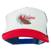 Maine State Pine Cone Tassel Flower Embroidered Cap