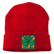 St Patrick's Day Clover Embroidered Long Beanie