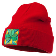 St Patrick's Day Clover Embroidered Long Beanie