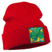 St Patrick's Day Clover Embroidered Long Beanie