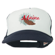 Maine State Pine Cone Tassel Flower Embroidered Cap