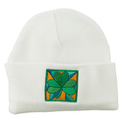 St Patrick's Day Clover Embroidered Long Beanie