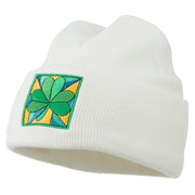 St Patrick's Day Clover Embroidered Long Beanie