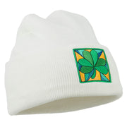 St Patrick's Day Clover Embroidered Long Beanie