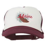 Maine State Pine Cone Tassel Flower Embroidered Cap