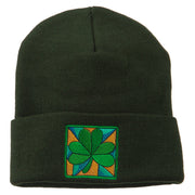 St Patrick's Day Clover Embroidered Long Beanie