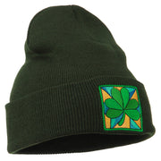 St Patrick's Day Clover Embroidered Long Beanie