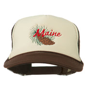 Maine State Pine Cone Tassel Flower Embroidered Cap