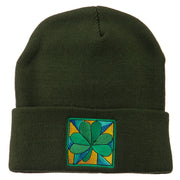 St Patrick's Day Clover Embroidered Long Beanie