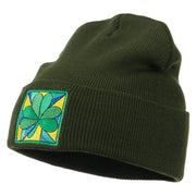 St Patrick's Day Clover Embroidered Long Beanie