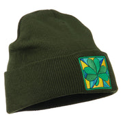 St Patrick's Day Clover Embroidered Long Beanie