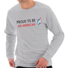 Proud American Phrase Ring Spun Cotton Premium Long Sleeve Graphic Shirt