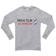 Proud American Phrase Ring Spun Cotton Premium Long Sleeve Graphic Shirt