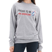 Proud American Phrase Ring Spun Cotton Premium Long Sleeve Graphic Shirt