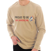 Proud American Phrase Ring Spun Cotton Premium Long Sleeve Graphic Shirt