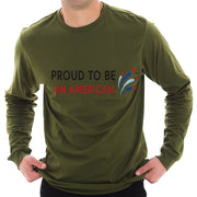 Proud American Phrase Ring Spun Cotton Premium Long Sleeve Graphic Shirt