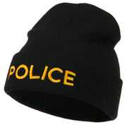 Police Embroidered Long Cuff Beanie