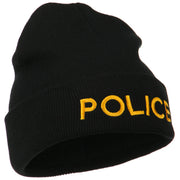 Police Embroidered Long Cuff Beanie