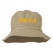 Police Embroidered Pigment Dyed Bucket Hat