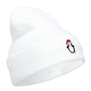 Penguin with Red Hat Embroidered Long Beanie