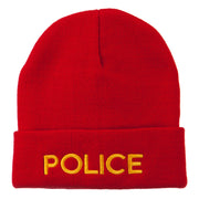 Police Embroidered Long Cuff Beanie