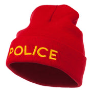 Police Embroidered Long Cuff Beanie