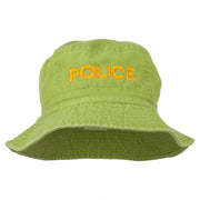 Police Embroidered Pigment Dyed Bucket Hat