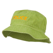 Police Embroidered Pigment Dyed Bucket Hat