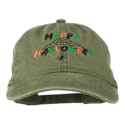 Happy Halloween Spider Webs Embroidered Washed Dyed Cap